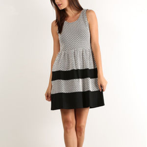 Mystree | Sleeveless Jacquard Flare Stripe Hem Dress, Small NWT